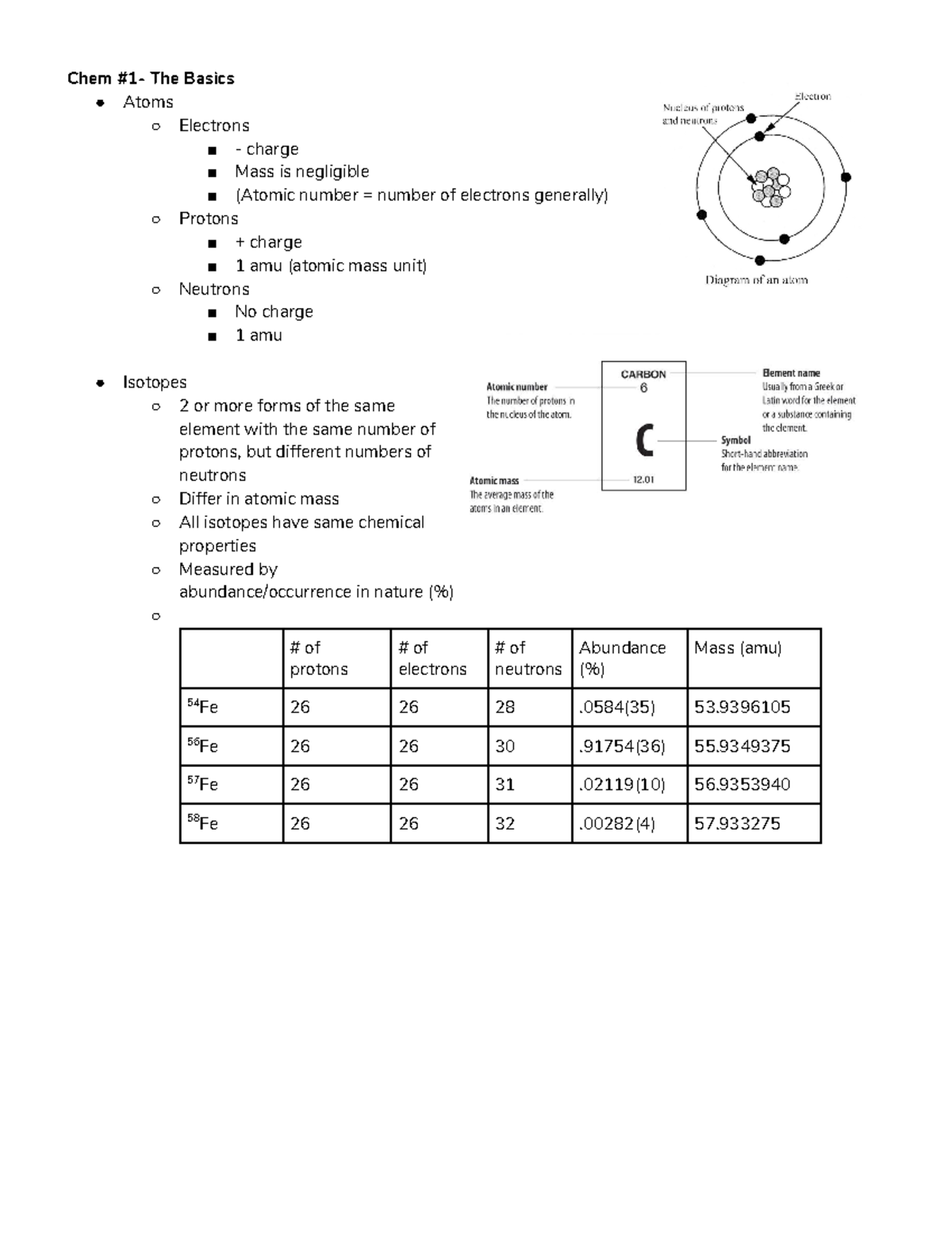 General Chemistry Exam 1 Study Guide - Chem #1- The Basics Atoms ...