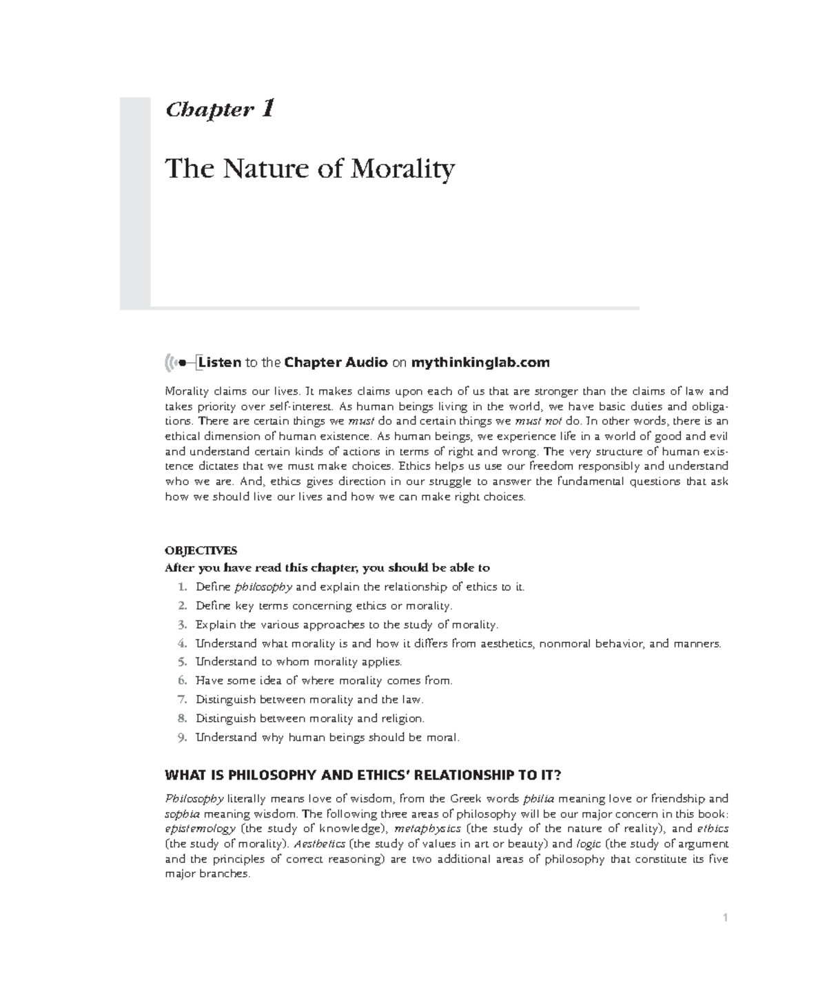 0205053149 - lecture notes - 1 Morality claims our lives. It makes ...