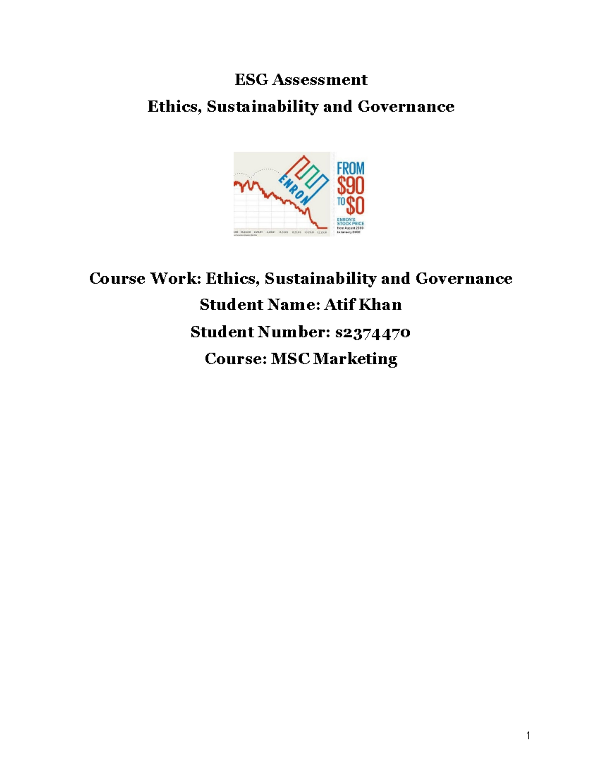 Enron - ESG Assessment Ethics, Sustainability and Governance Course ...