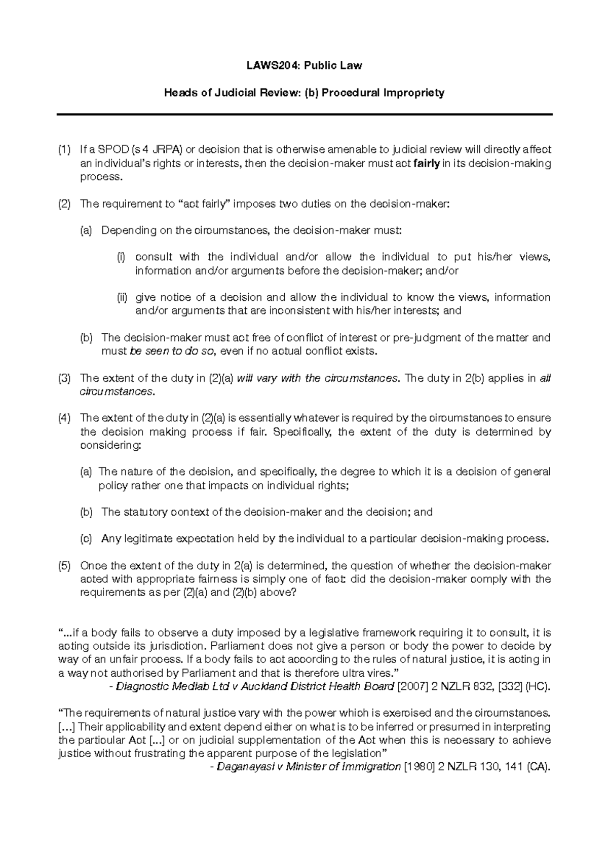 Procedural Impropriety - Public Law - University of Otago - Studocu