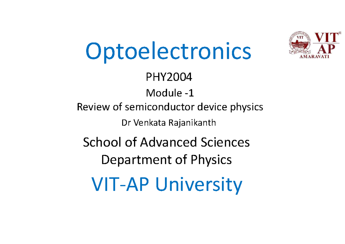 Optoelectronics PART1 Compressed - Optoelectronics Module - Review Of ...