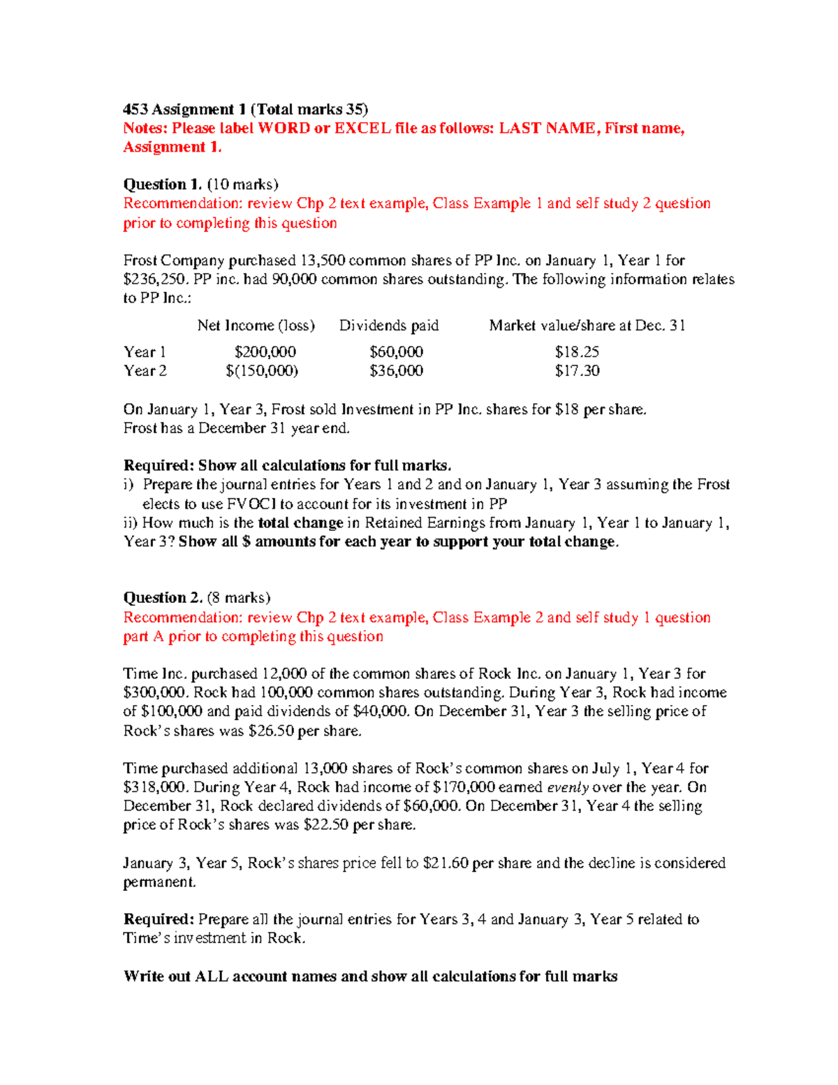 453 Assignment 1 2022W1 - 453 Assignment 1 (Total marks 35) Notes ...