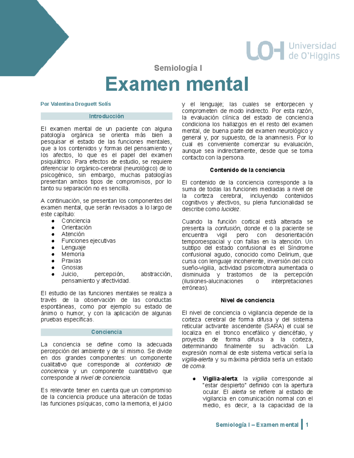 Apunte Examen F Sico General-2 - Semiología I Examen Mental Por ...