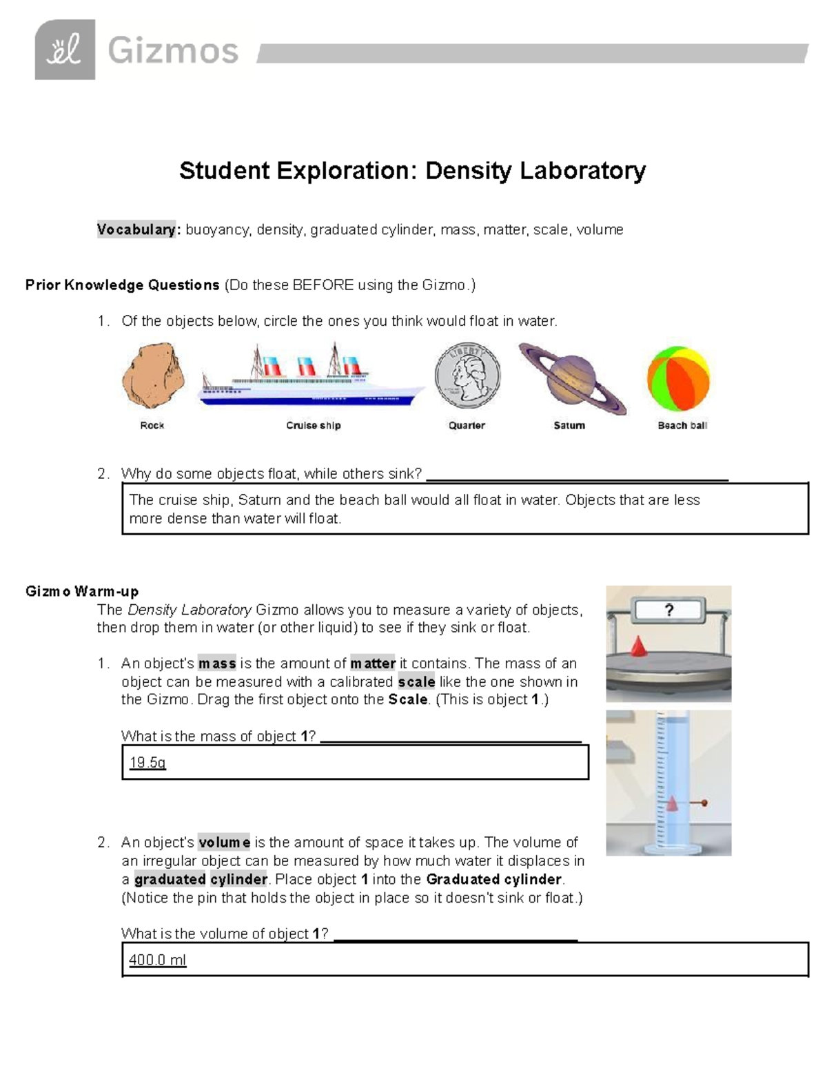 Copy of Density Lab SE its about laws Student Exploration Density