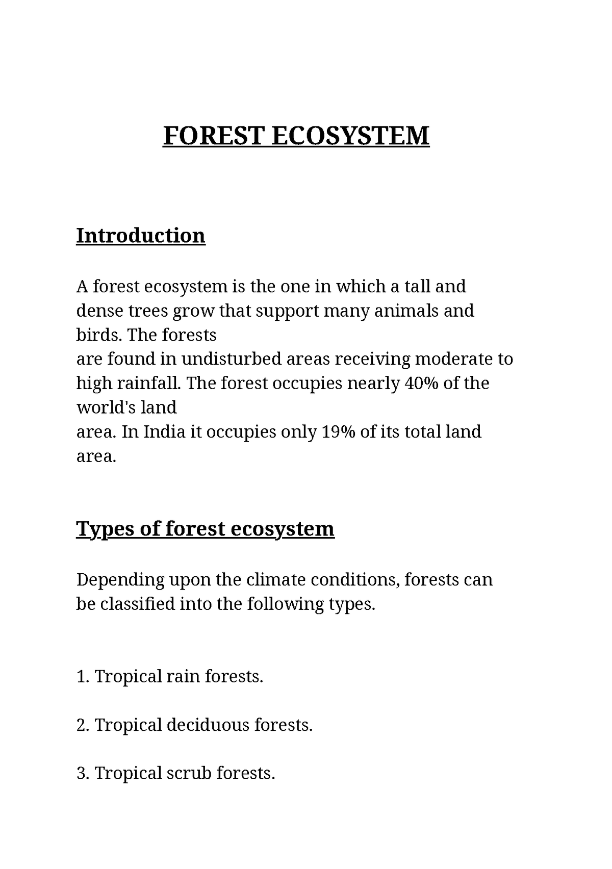 case study of forest ecosystem