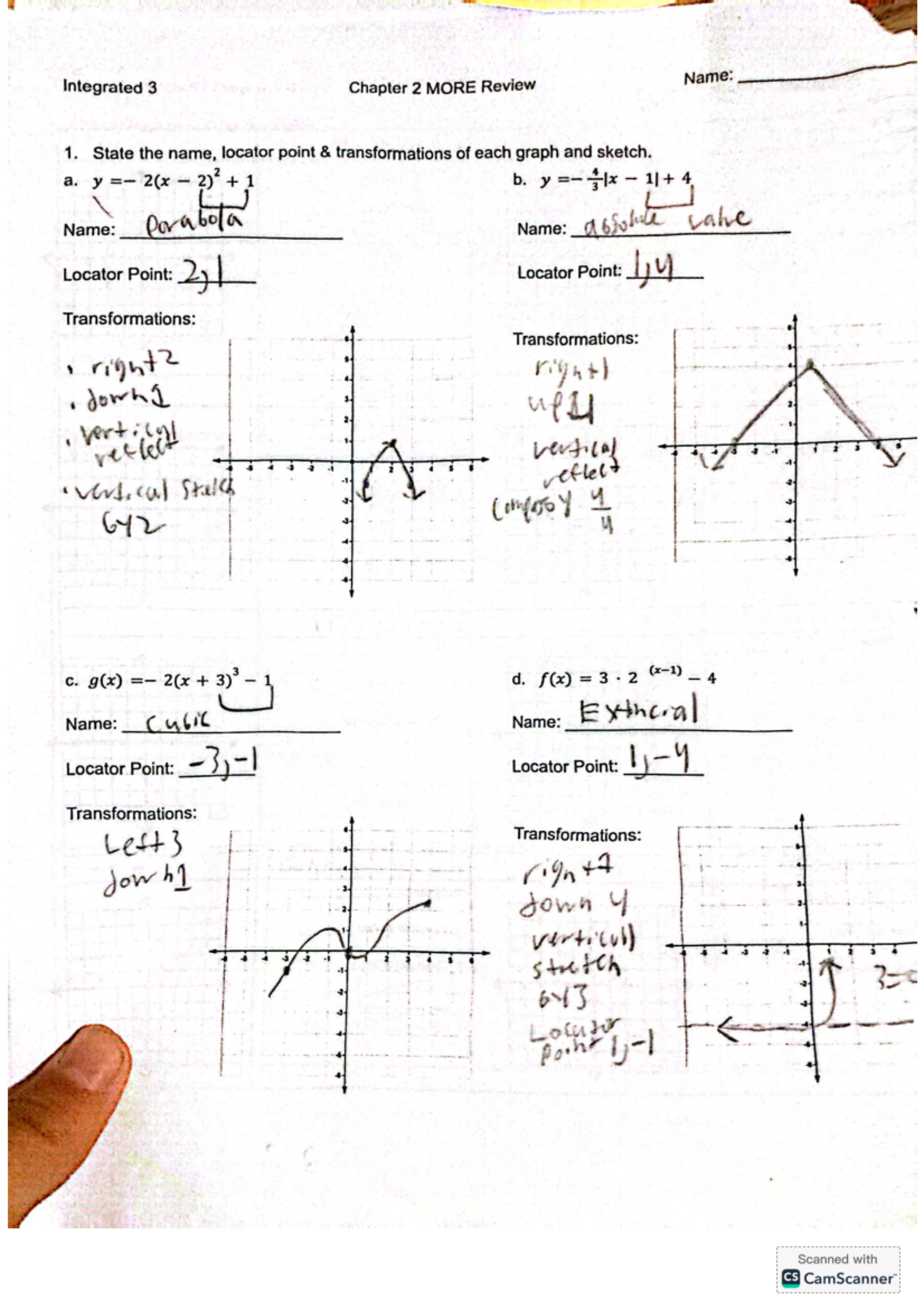 College Algebra hw 2.1 - Integrated 3 Chapter 2 MORE Review Name: 1 ...