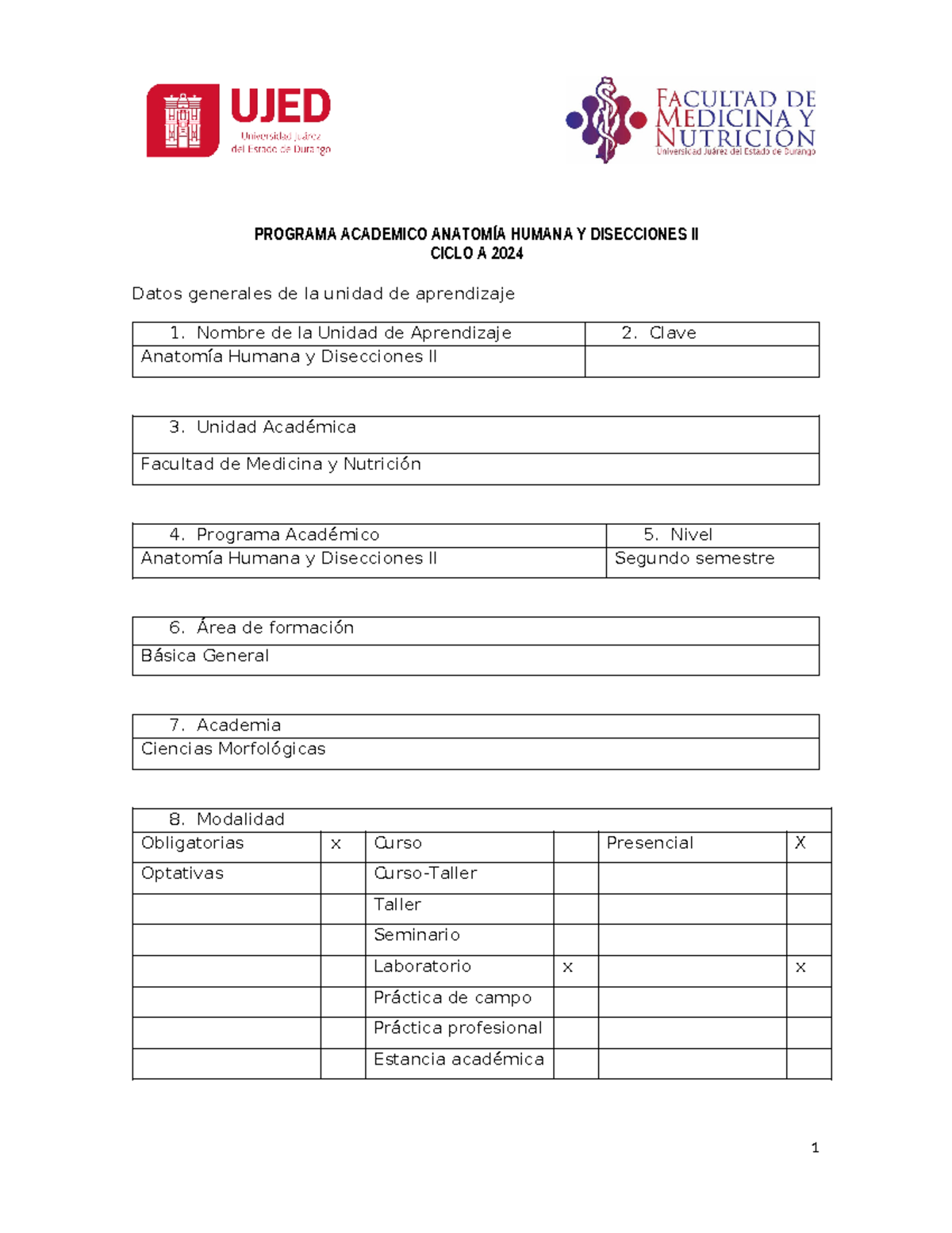 Anatomia II Programa Ciclo A 2023 - PROGRAMA ACADEMICO ANATOMÍA HUMANA ...