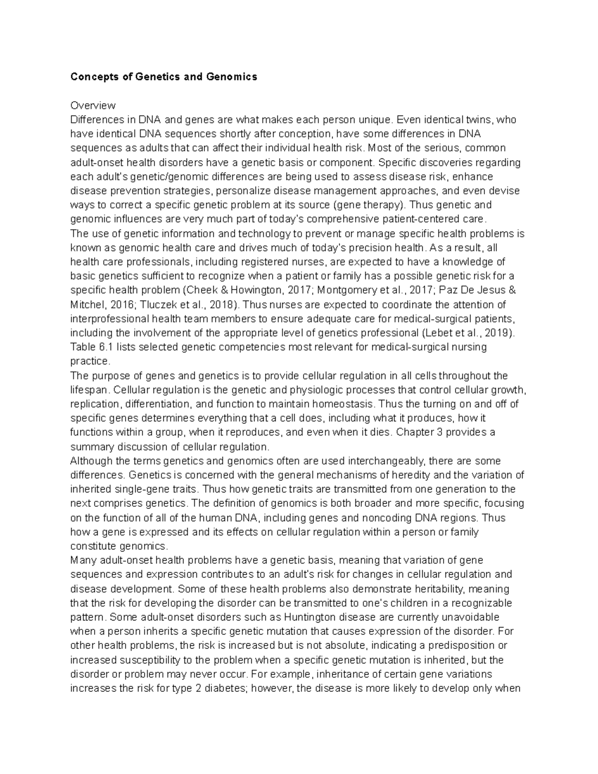 Ignatavicius Med-Surg Nursing, Unit 1, Chapter 6 - Concepts of Genetics ...