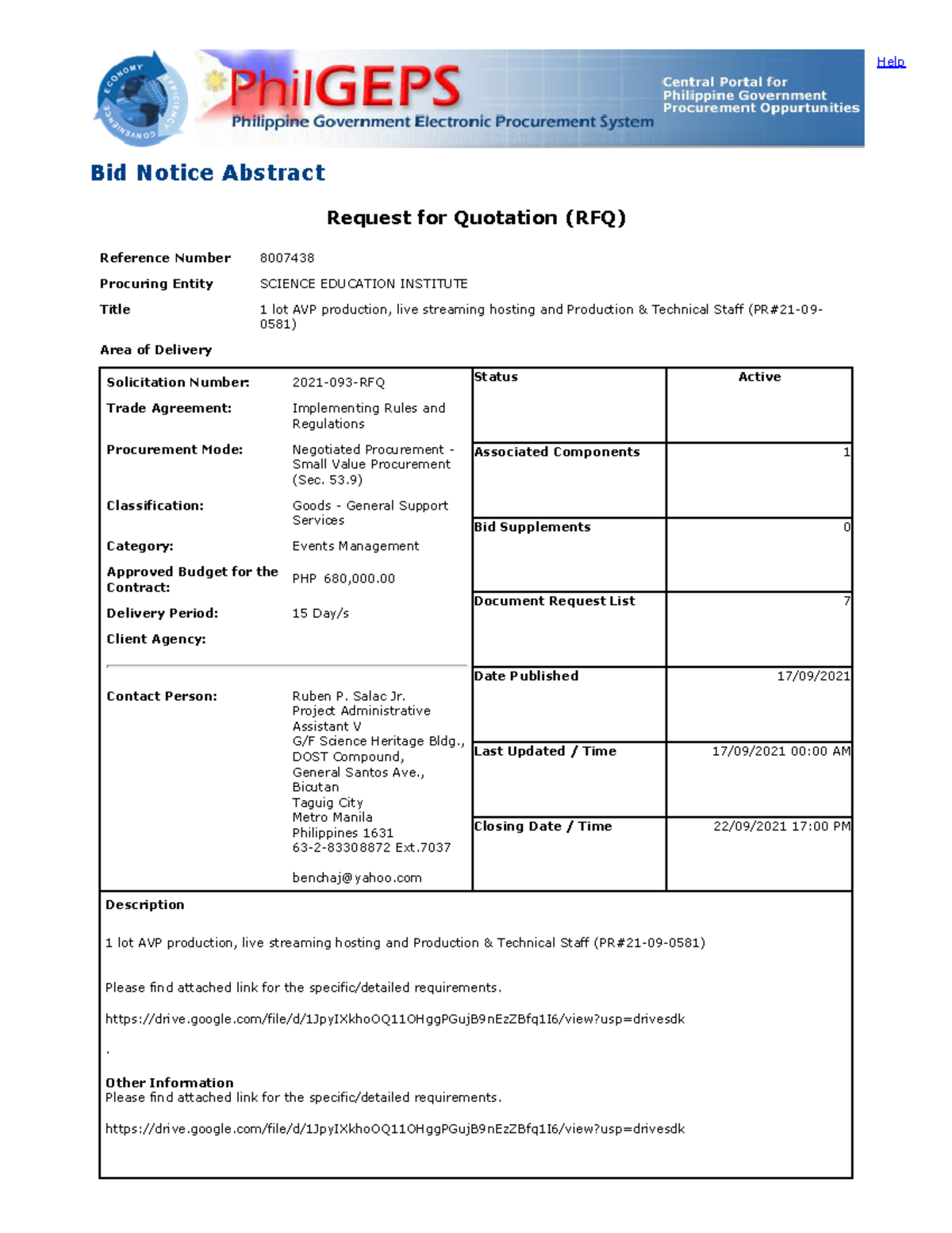 Printable Bid Notice Abstract - Bid Notice Abstract Request for ...