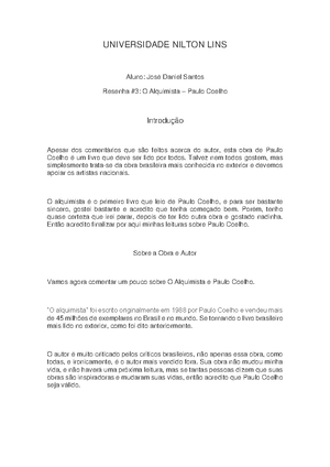 UNL – O Alquimista - Resumo sobre o livro mais famoso do