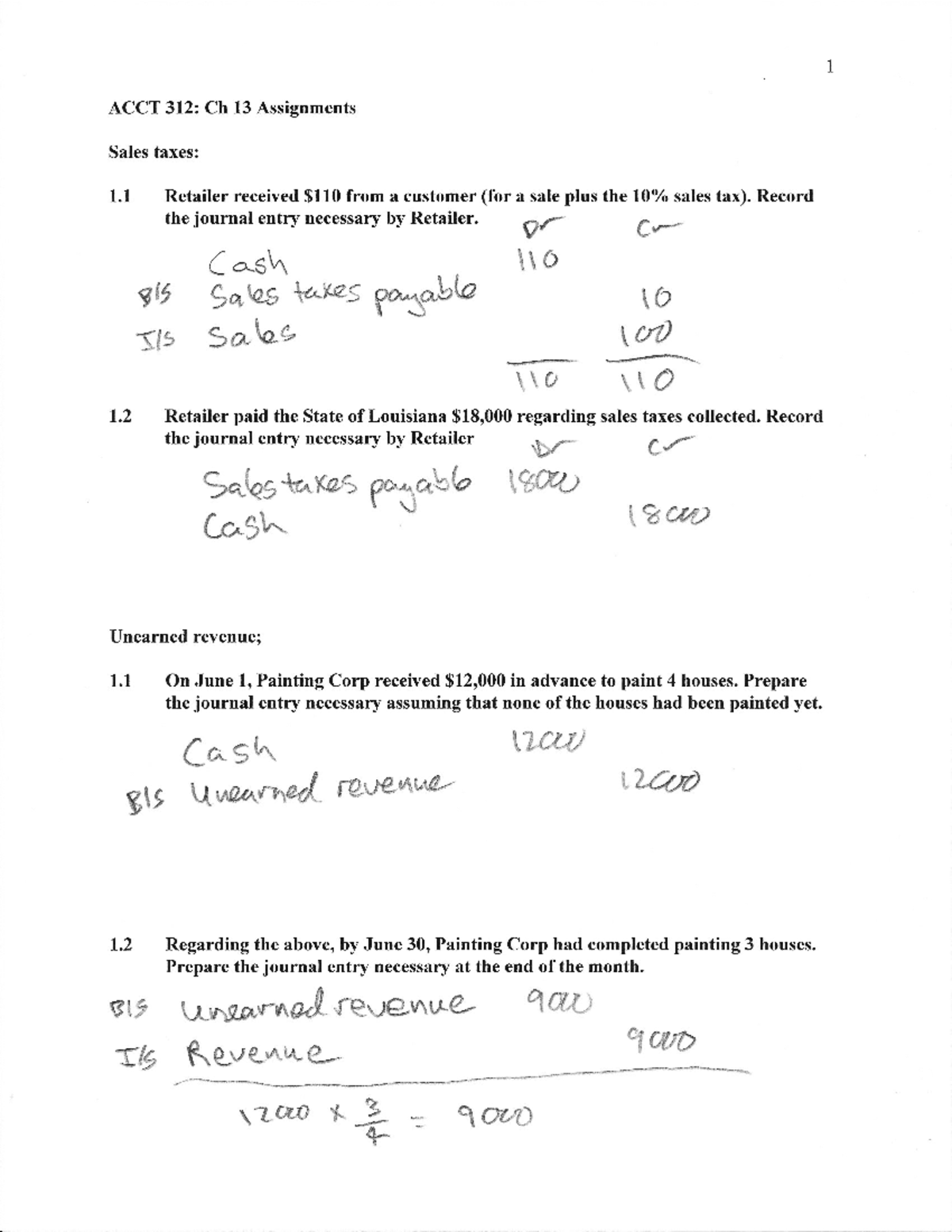 Acct 312 Ch 13 Assignments Solution - ACCT 312 - Southeastern - Studocu