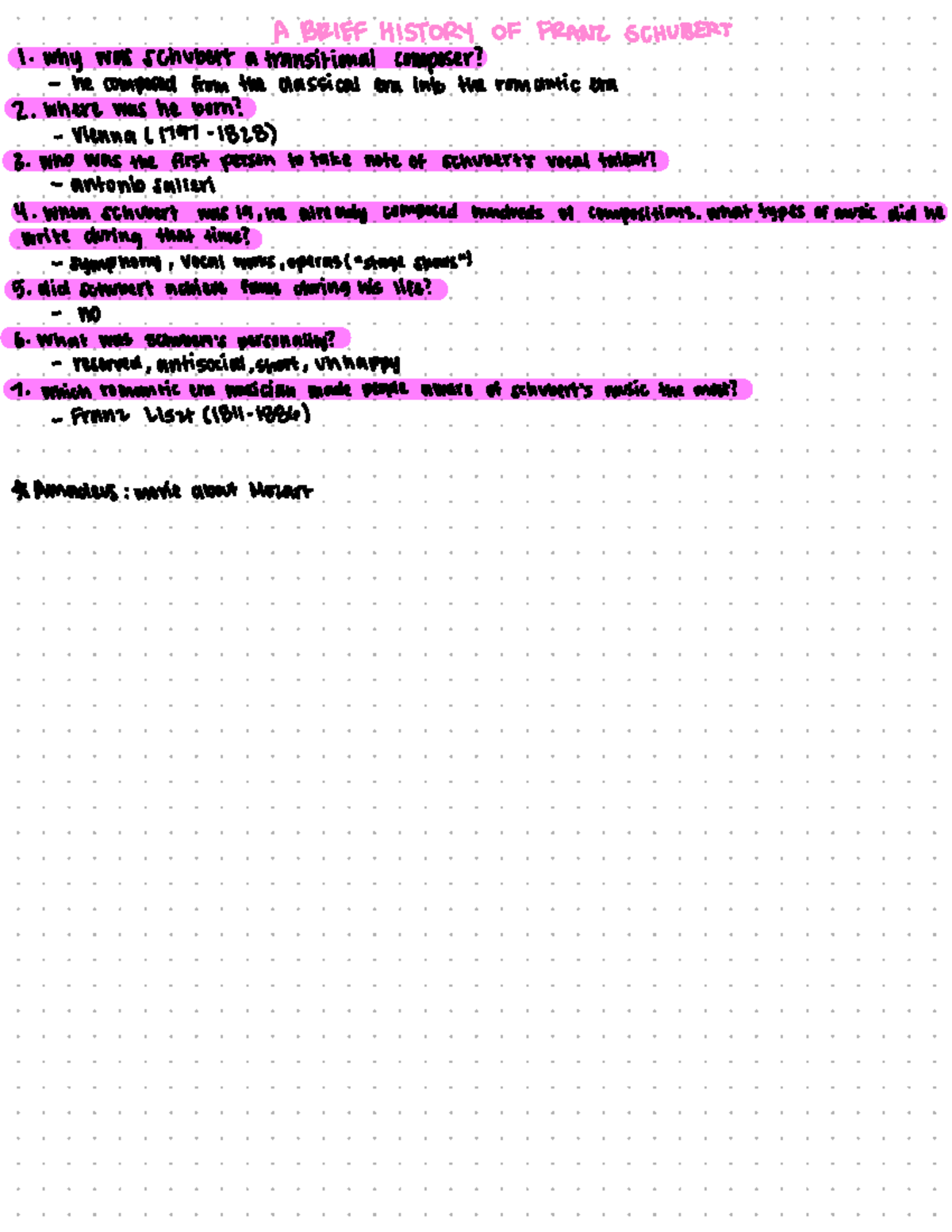 Music Appreciation Notes Topic 14 - ABRIEFHISTORY OFFRANT SCHUBERT 1 ...