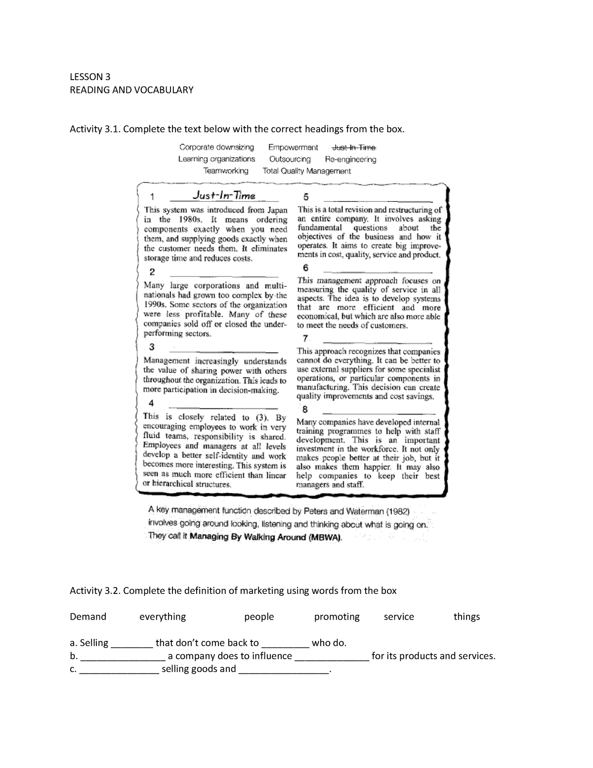 3. Management Theory - Sebagai Bahan Pembelajaran - LESSON 3 READING ...