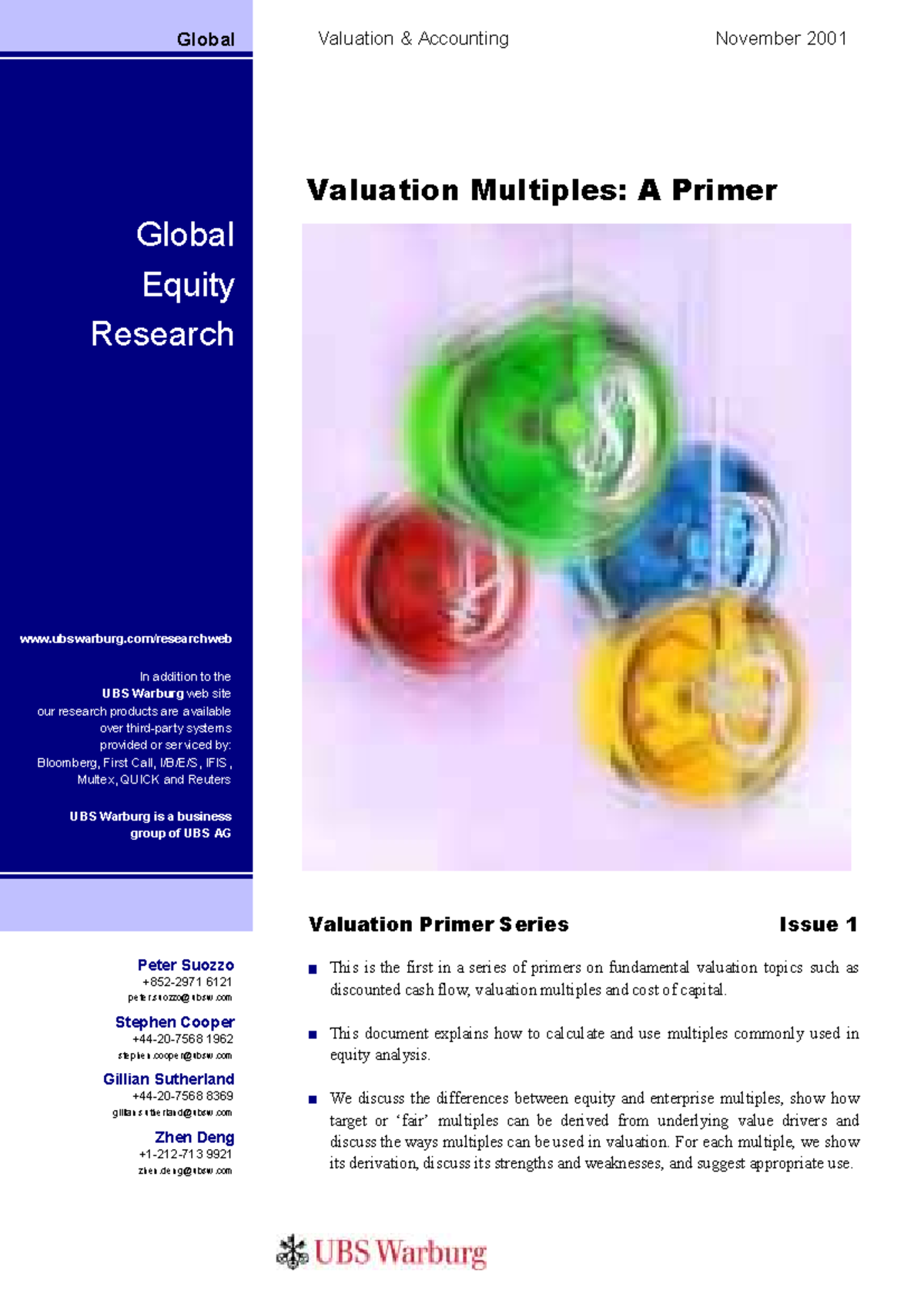 89049872 2001 UBS Primer on Valuation Multiples Global Global Equity