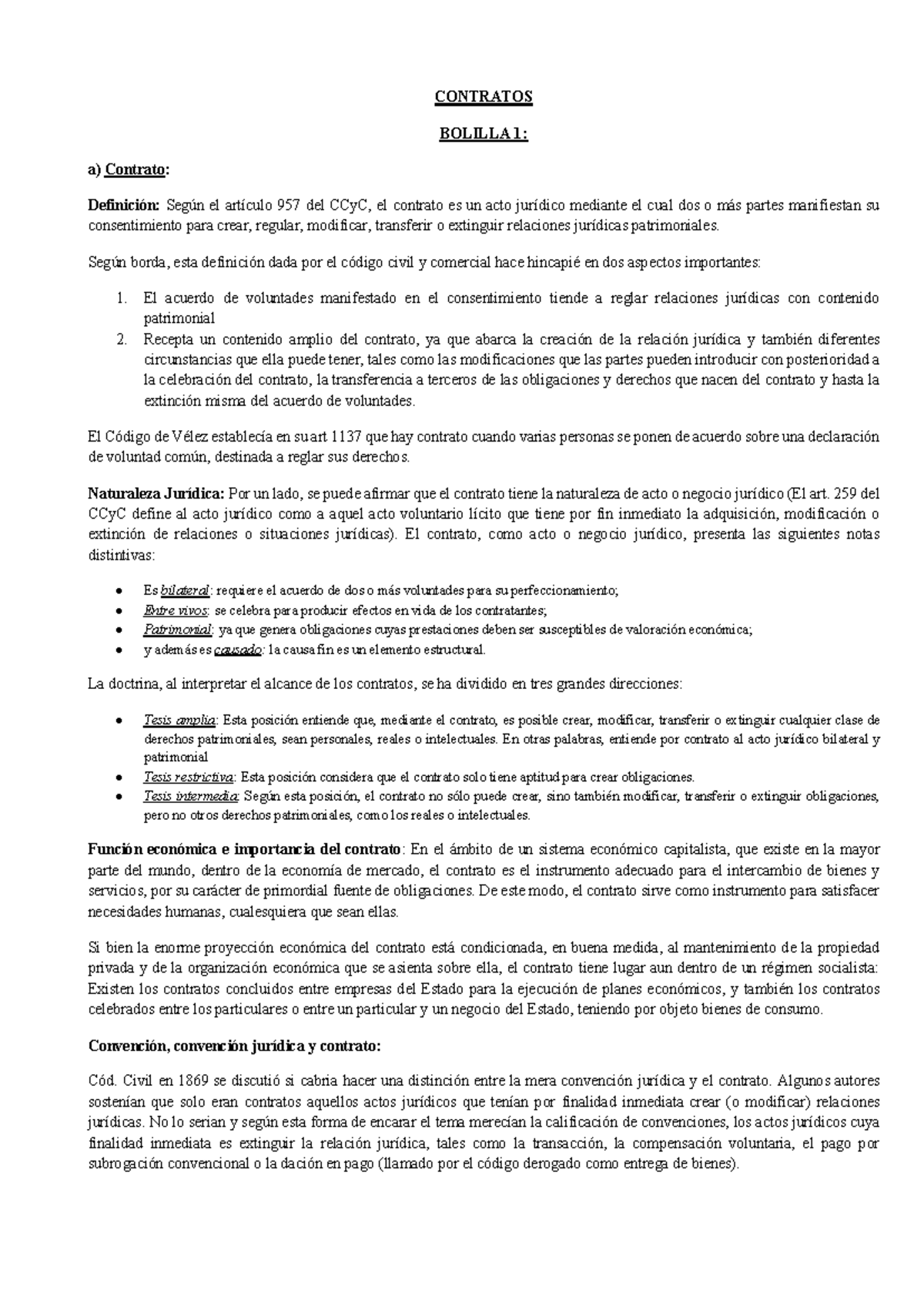 Unidad 1 - Contratos UNNE Posadas - CONTRATOS BOLILLA 1: A) Contrato ...