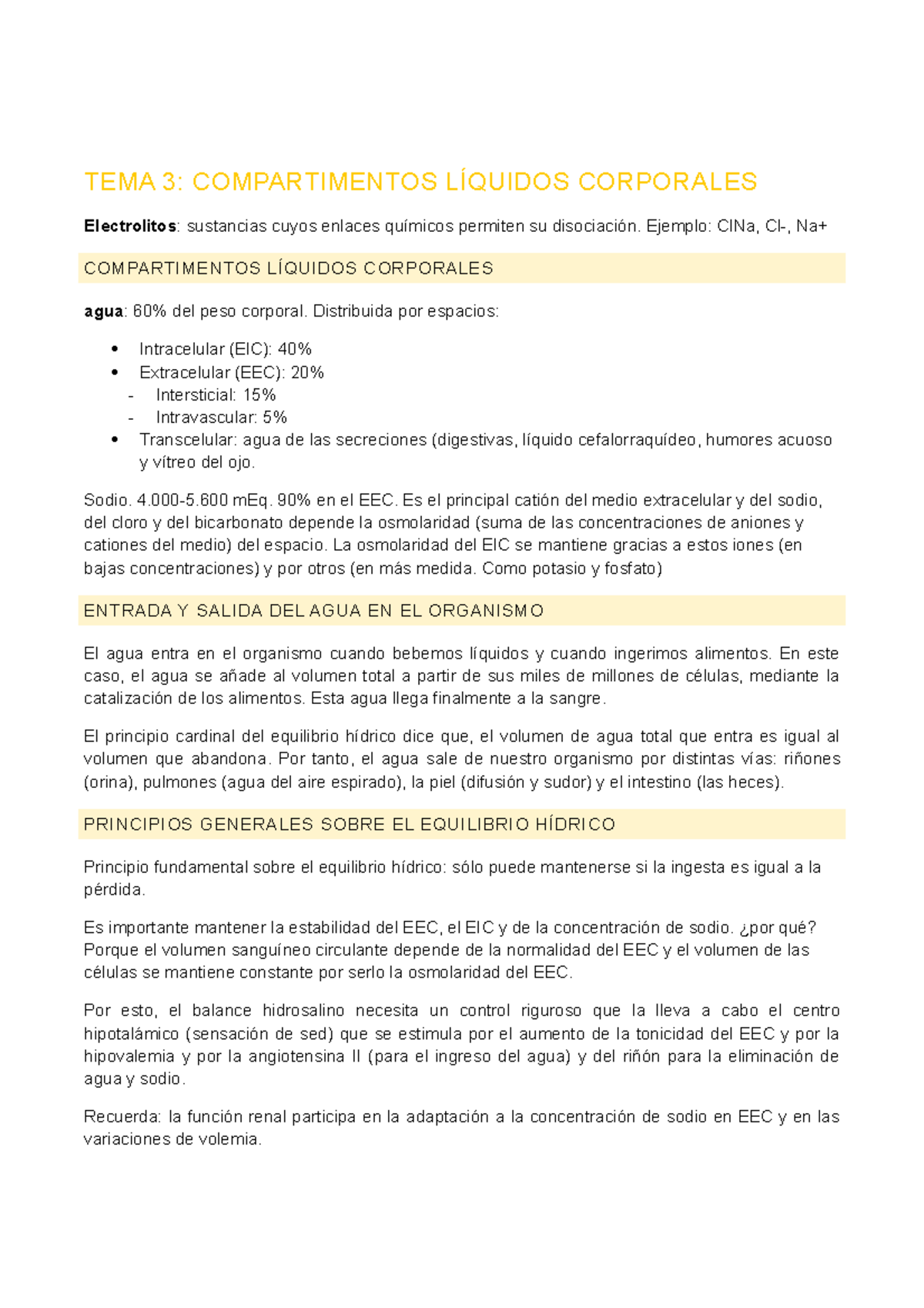 Tema 3 Compartimentos Líquidos Corporales Tema 3 Compartimentos Tema 3 Compartimentos Líquidos Corporales Tema 3 Compartimentos