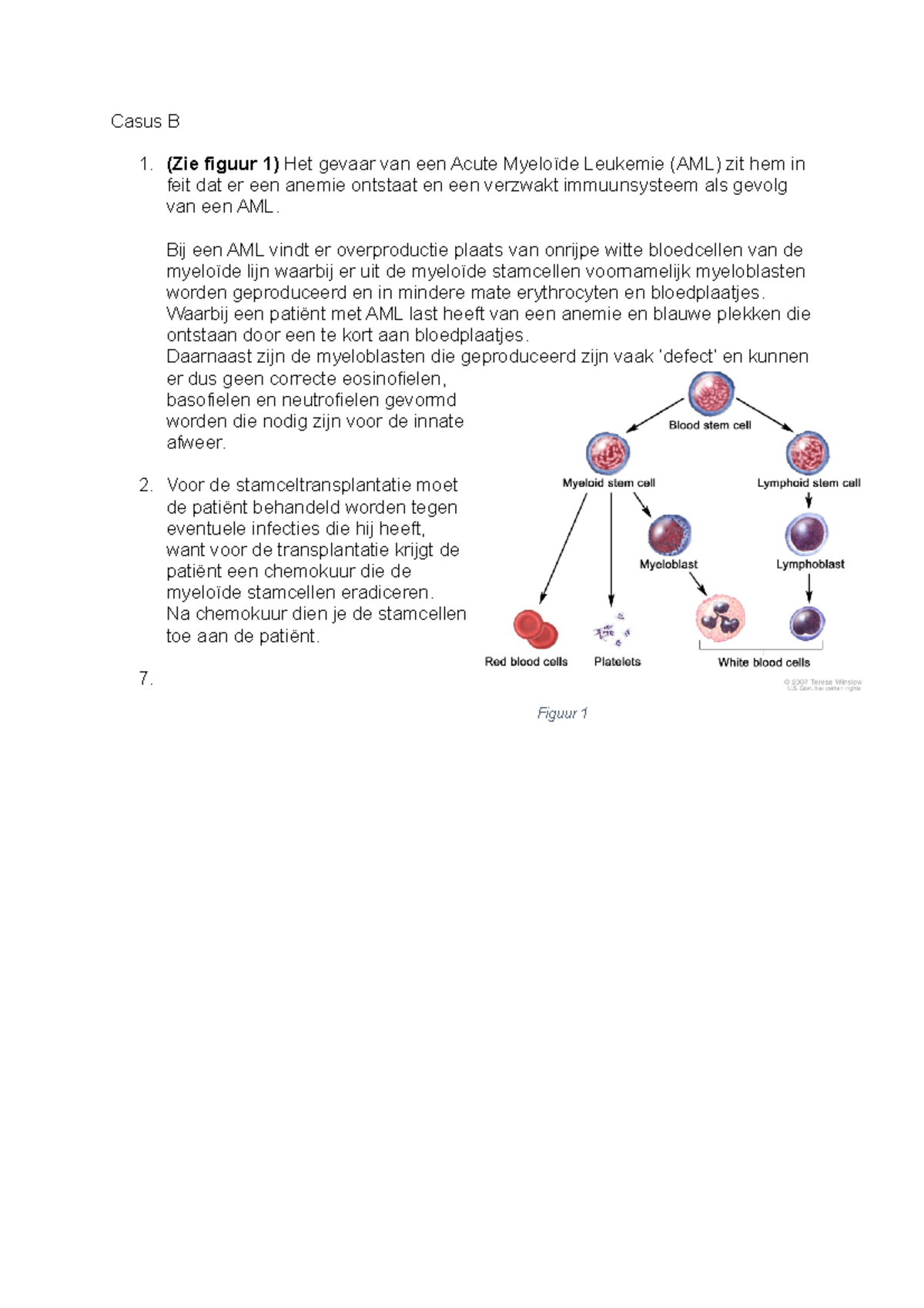 Casus B - Casus B 1. (Zie Figuur 1) Het Gevaar Van Een Acute Myeloïde ...