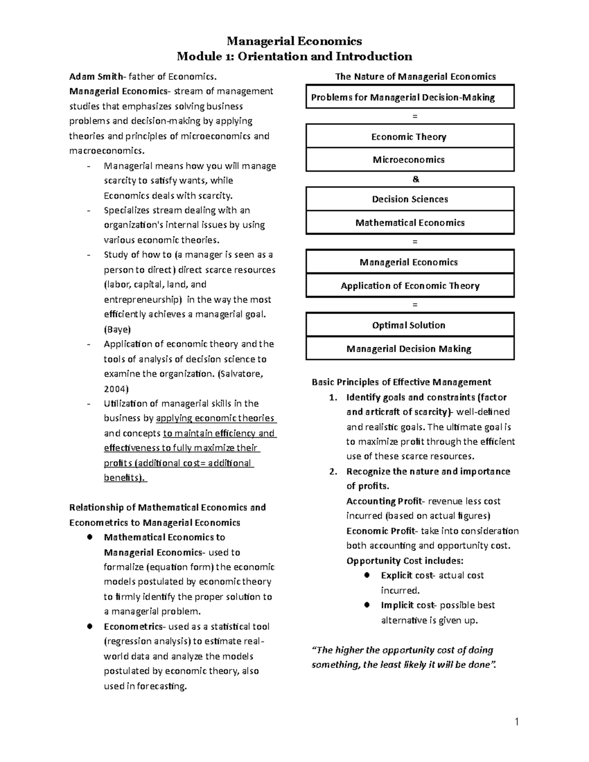 BAM040 Module 1 Introduction- Managerial Economics - Managerial ...