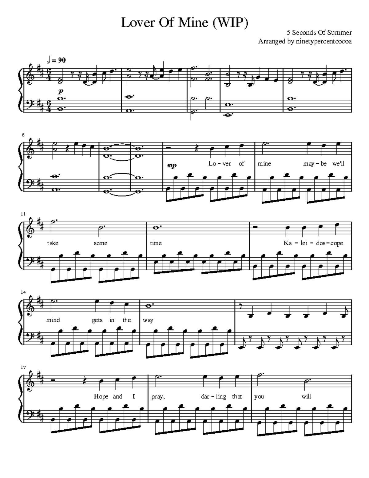 Lover of Mine 5 Seconds Of Summer Piano Solo WIP 5 Seconds Of