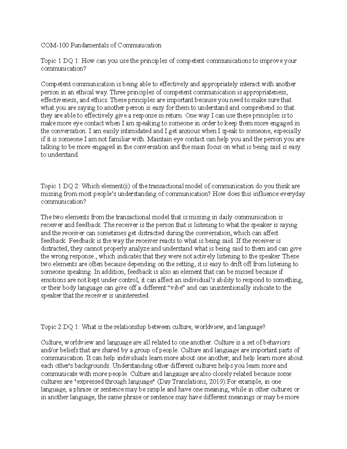 COM-100 DQ - COM-100 Topic 1-3 DQ Professor Liao-Duffy - COM-100 ...
