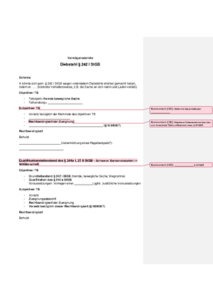 Raub - Schema Mit Den Wichtigesten Definitionen/Problemen - Raub 249 I ...