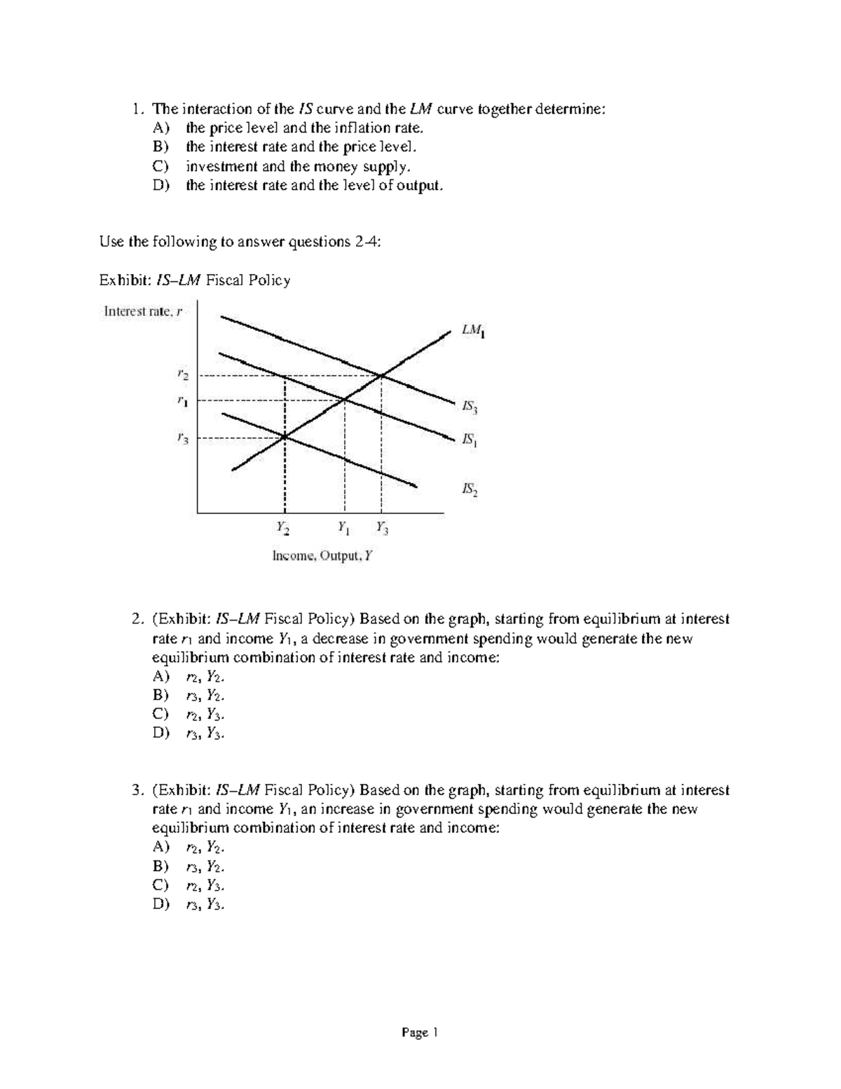 Chapter 11 Aggregate Demand II - The interaction of theIScurve and ...