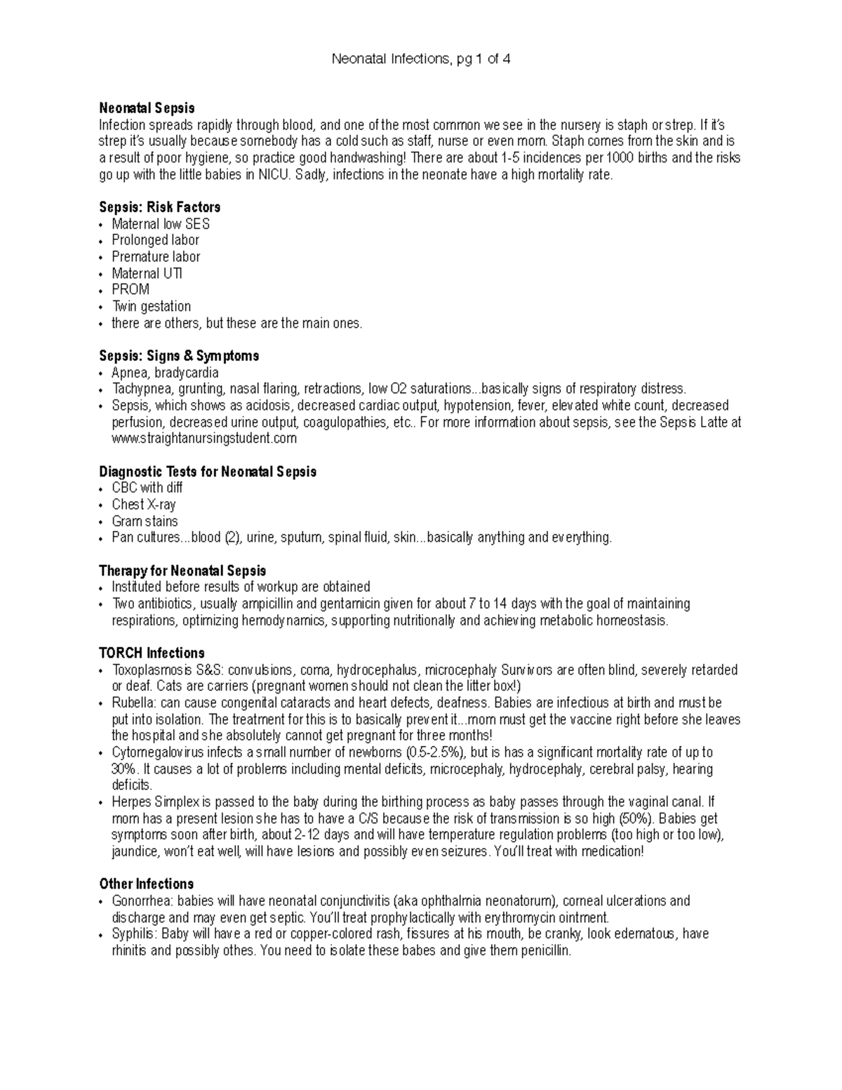 Neonatal Infections Notes - Neonatal Sepsis Infection spreads rapidly ...