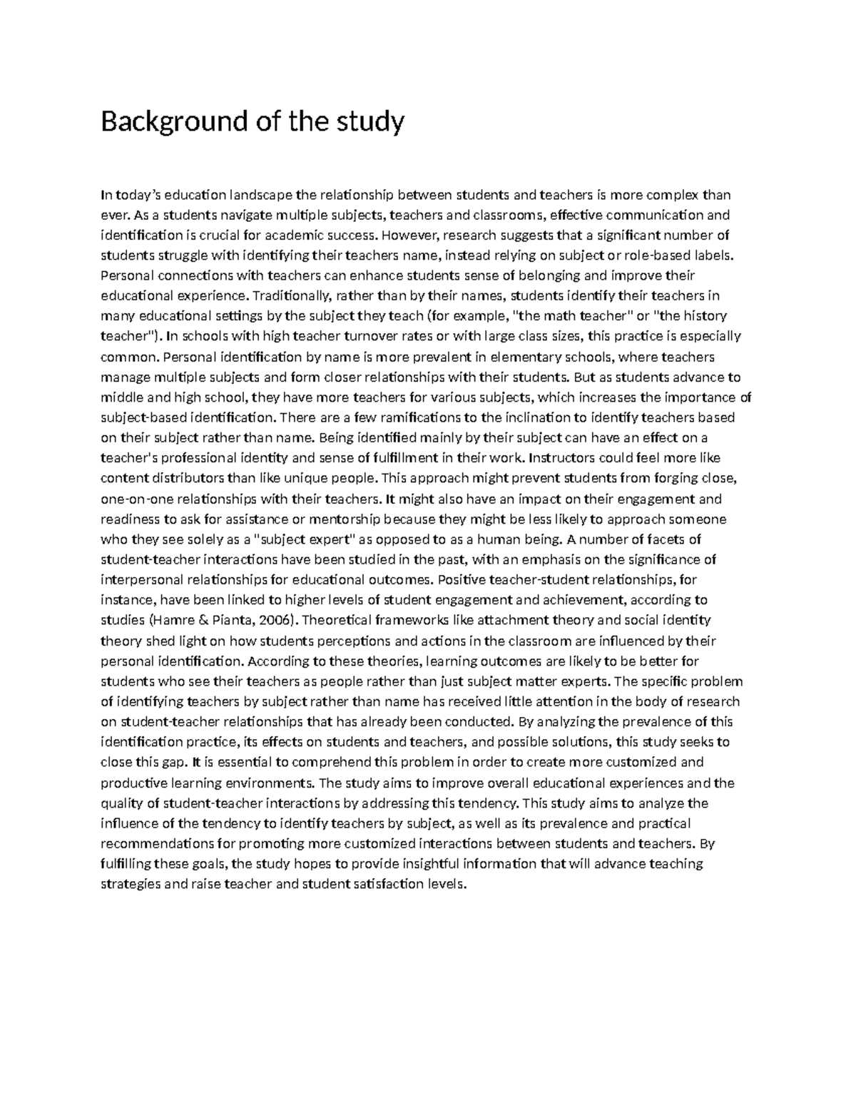 Background of the study - As a students navigate multiple subjects ...