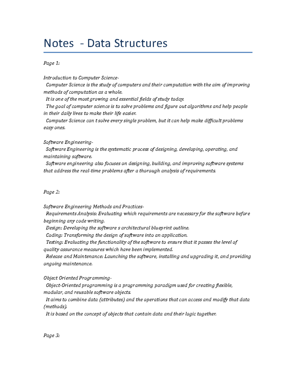 Lecture Notes - Data Structures - Notes - Data Structures Page 1 ...