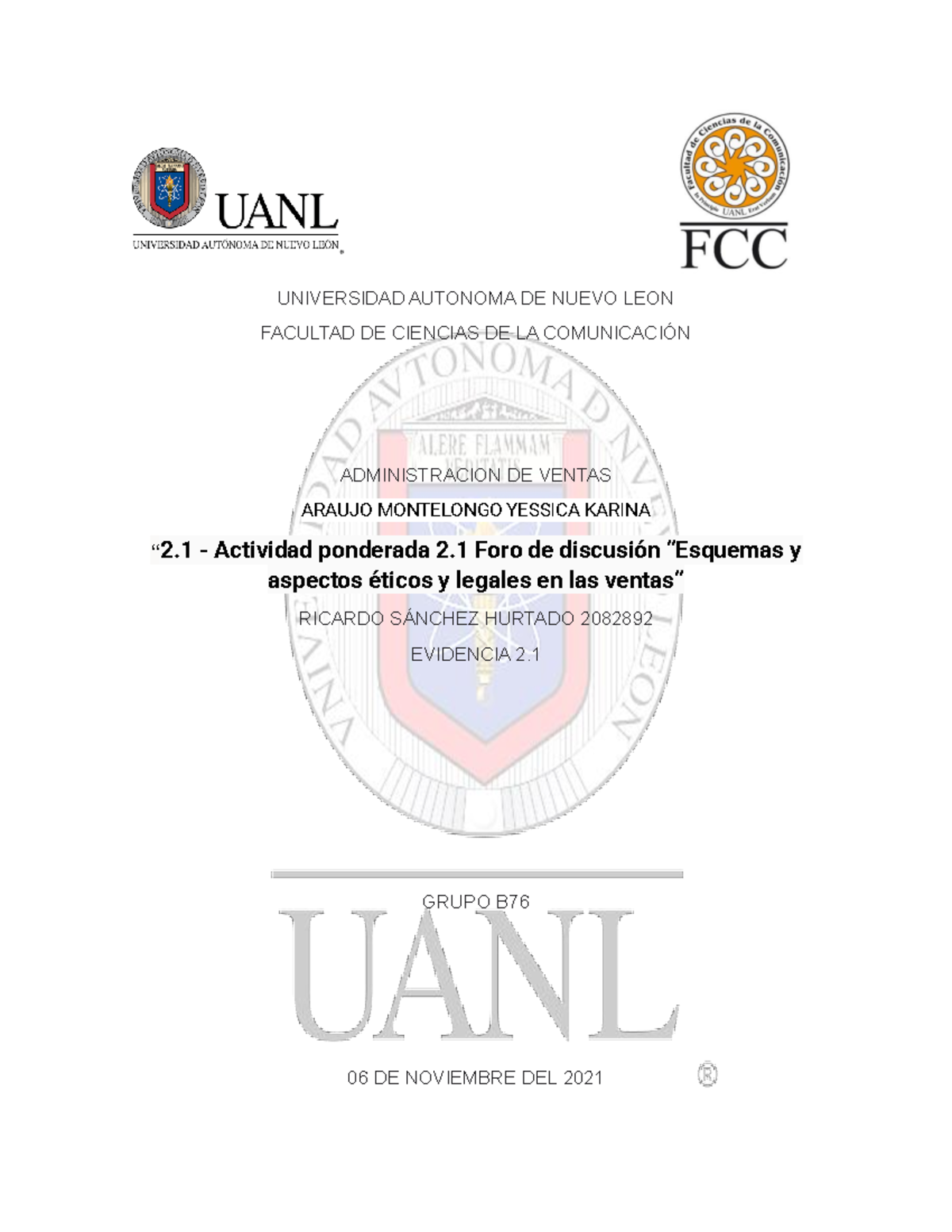 2 - evidencia - UNIVERSIDAD AUTONOMA DE NUEVO LEON FACULTAD DE CIENCIAS ...