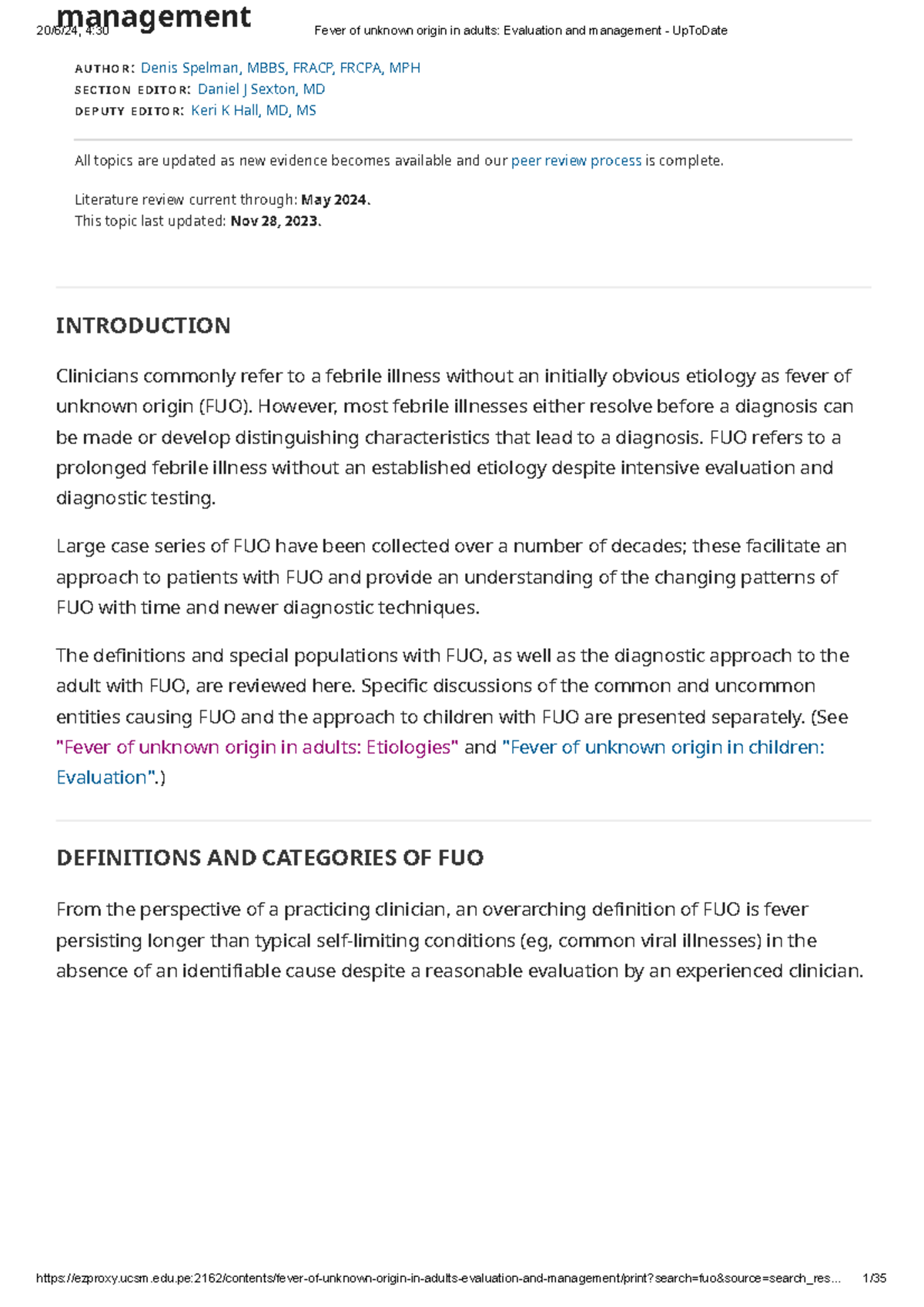 Fever of unknown origin in adults Evaluation and management - Up To ...