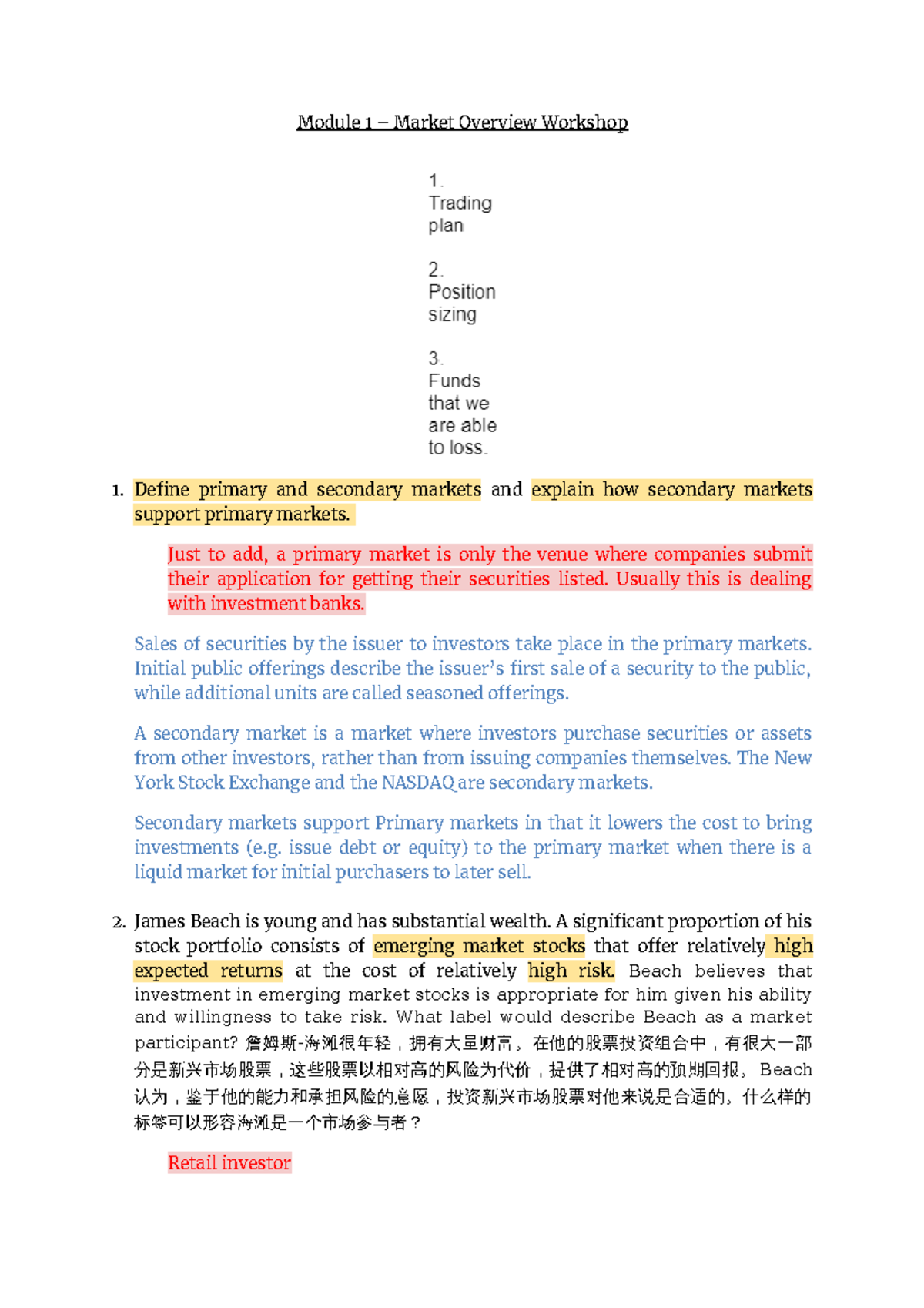 1 Overview Workshop Answers revised - Module 1 – Market Overview ...