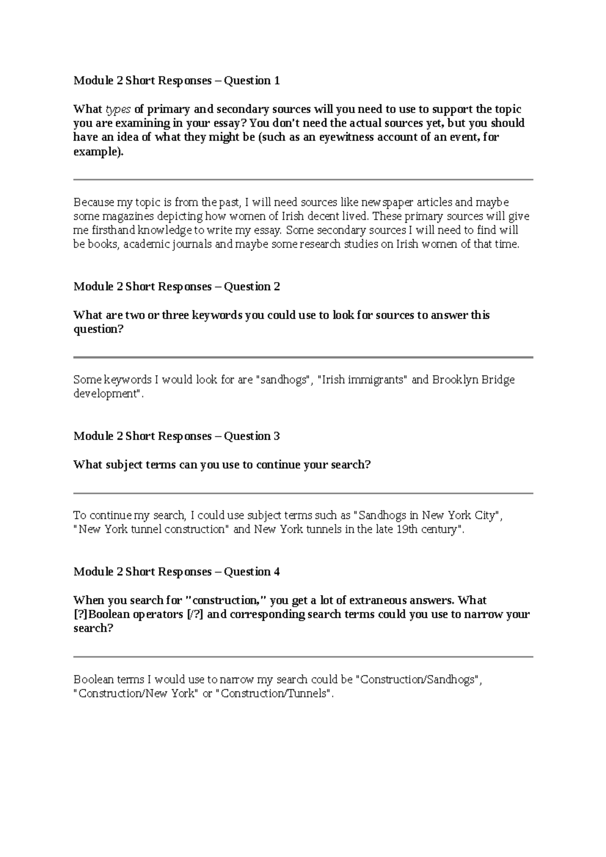 2-2 Module Two Short Response - Module 2 Short Responses – Question 1 ...