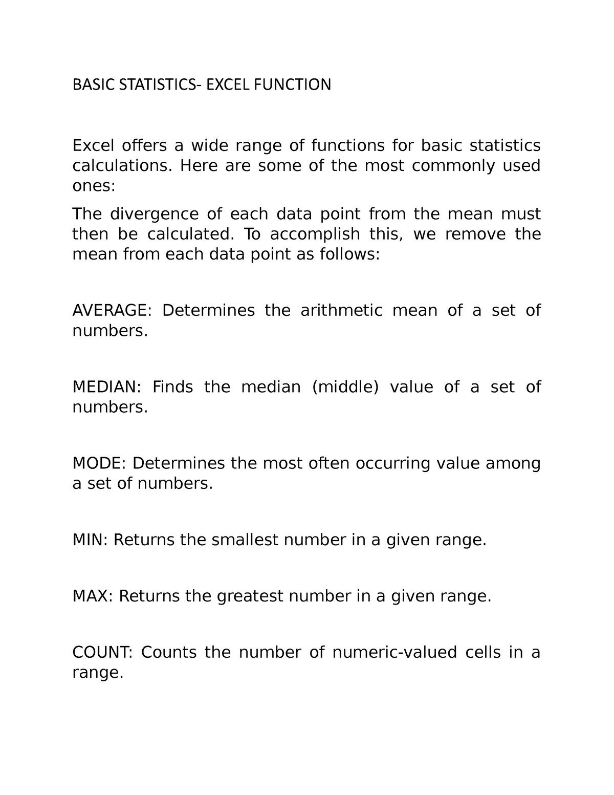 excel-function-notes-basic-statistics-excel-function-excel-offers