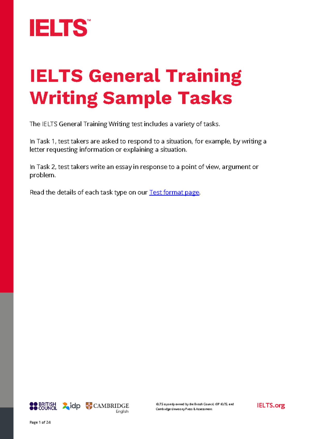 Ielts general training writing sample tasks 2023 - Page 1 of 24 IELTS ...