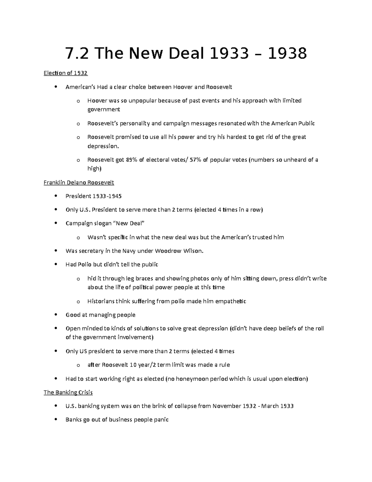 7.2 The New Deal 1933 to 1938 AMH 2020 - 7 The New Deal 1933 – 1938 ...