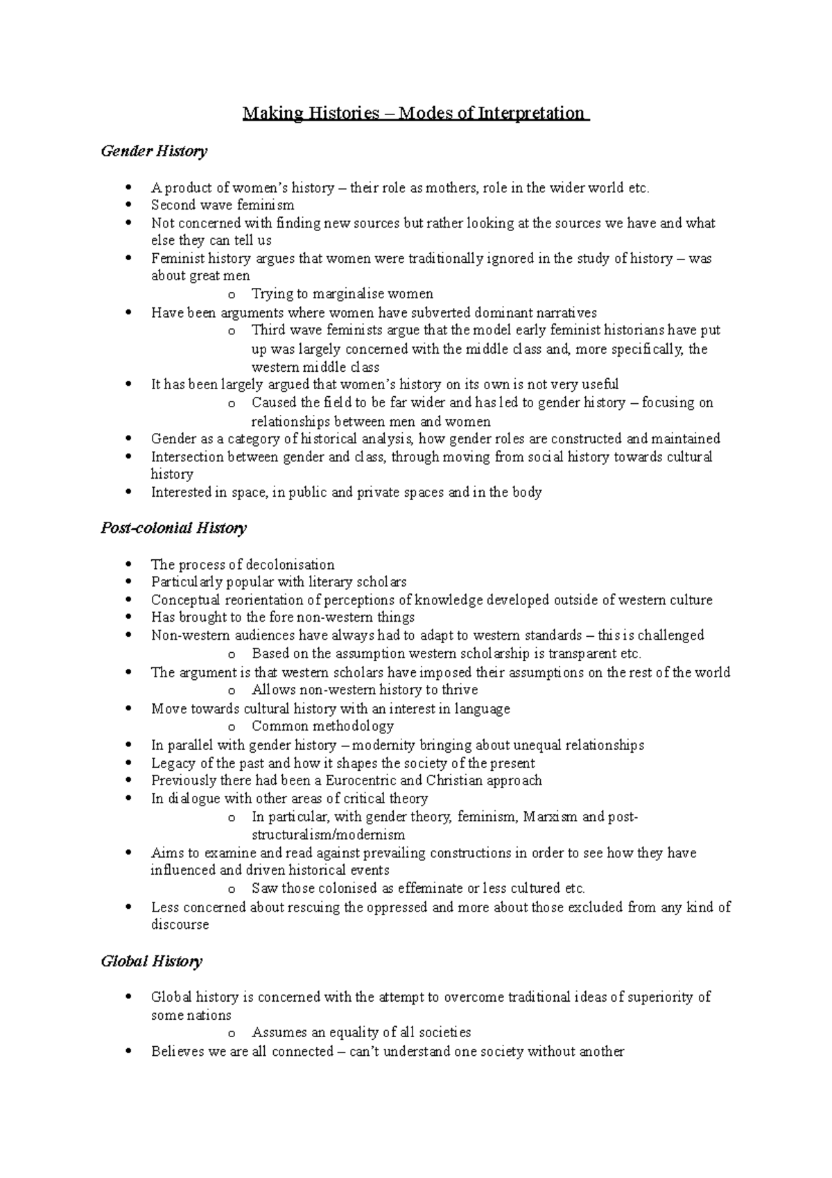 Making Histories - Modes of interpretation 2 - Making Histories – Modes ...