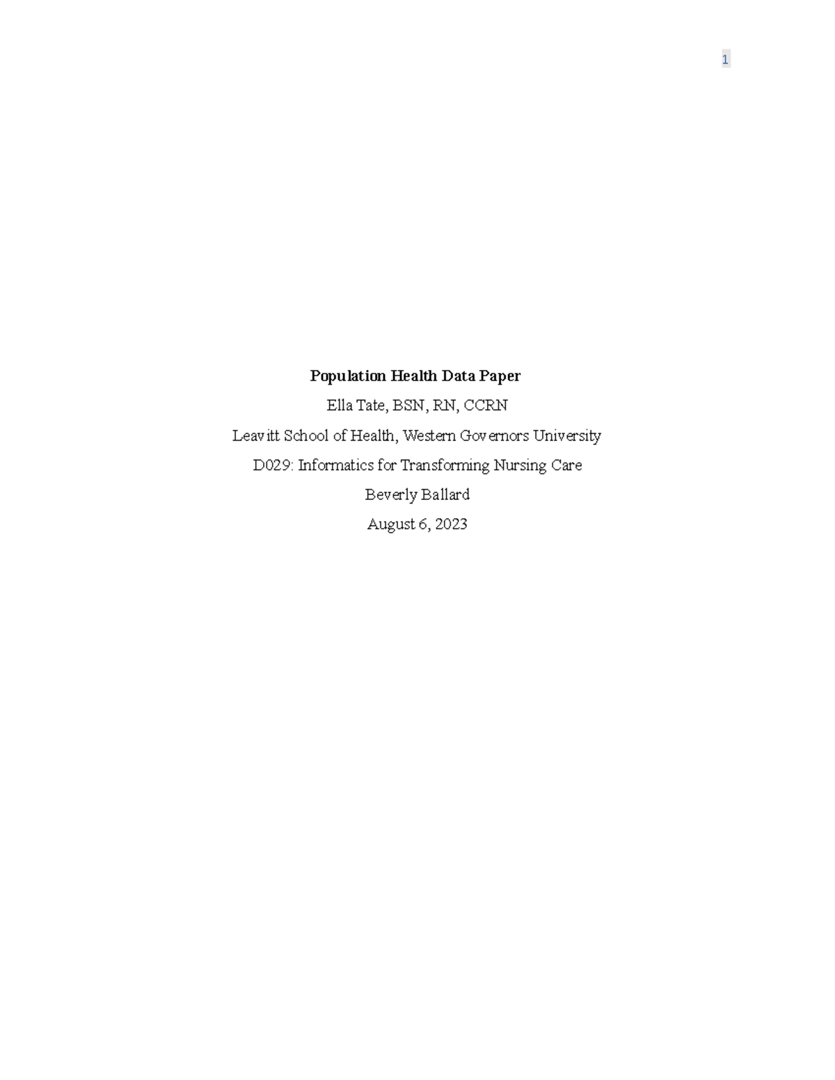Population Health Data Paper - Introduction Hays County is in the ...