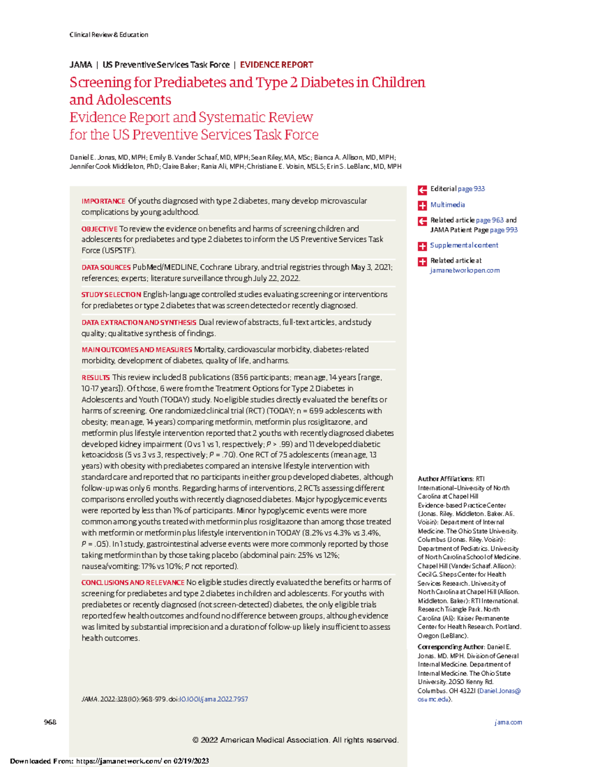 Jama jonas 2022 us 22001 4 1662674855 - Screening for Prediabetes and ...