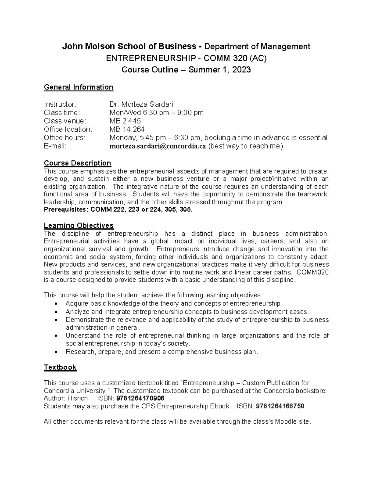 Course Outline-2023-AC - John Molson School of Business - Department of ...