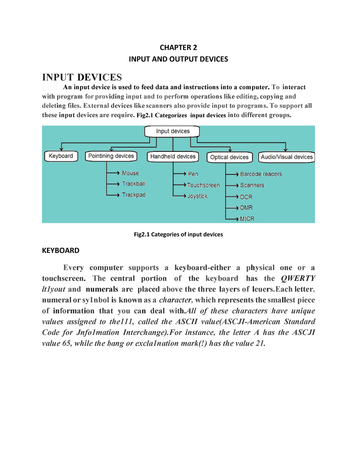 Module 1 (chapter 2) - CHAPTER 2 INPUT AND OUTPUT DEVICES INPUT DEVICES ...