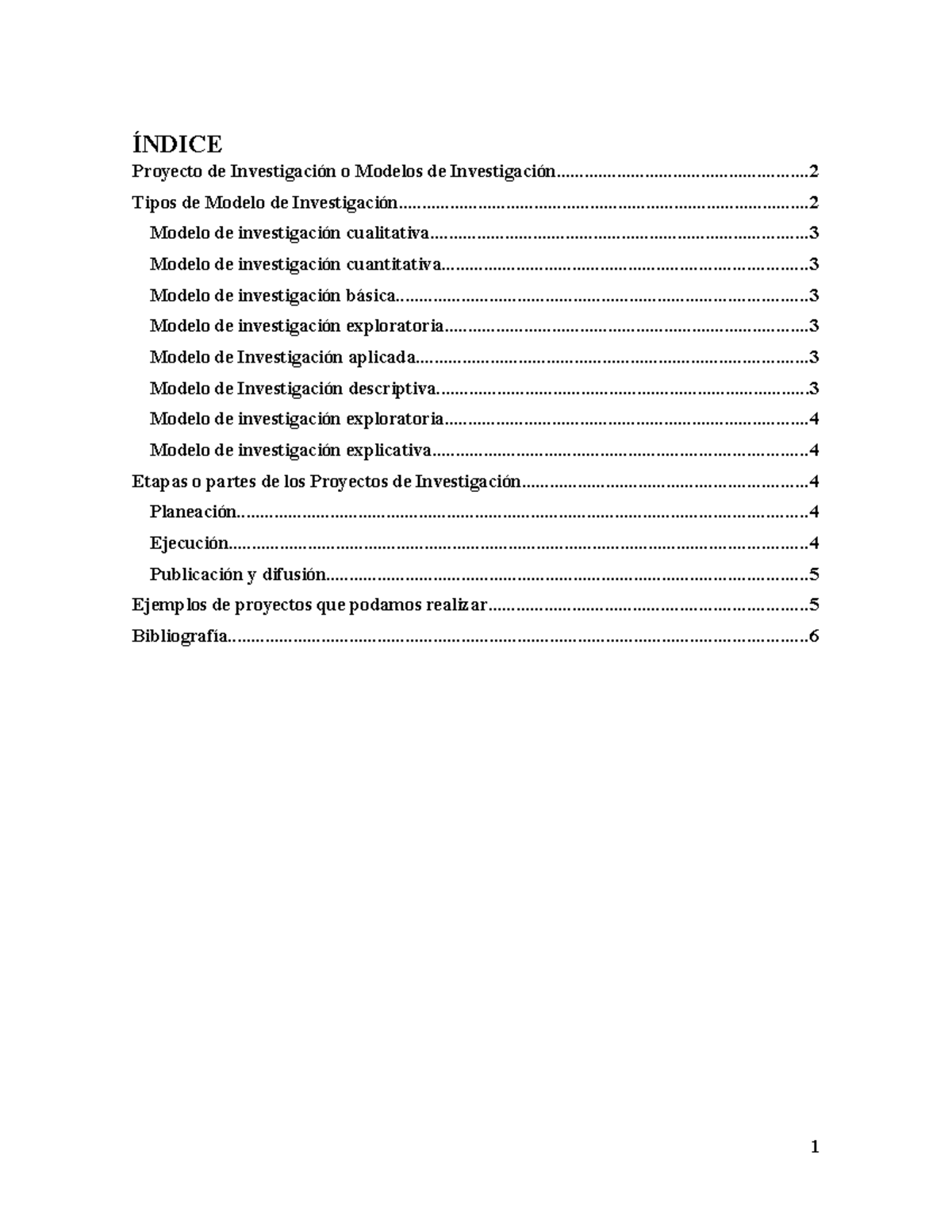 Informe 03 DE RSU - ÍNDICE Proyecto de Investigación o Modelos de - Studocu