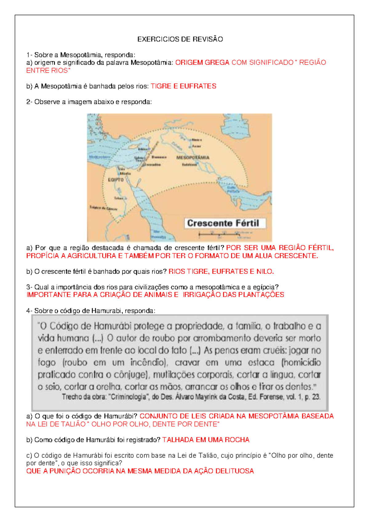 Exercícios Mesopotâmia E Egito 6 Ano Com Gabarito - BINKEDU