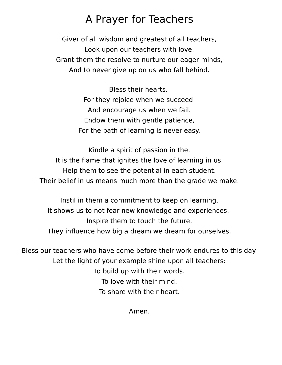 A Prayer for Teachers - ACC 102 - St. Joe's - Studocu