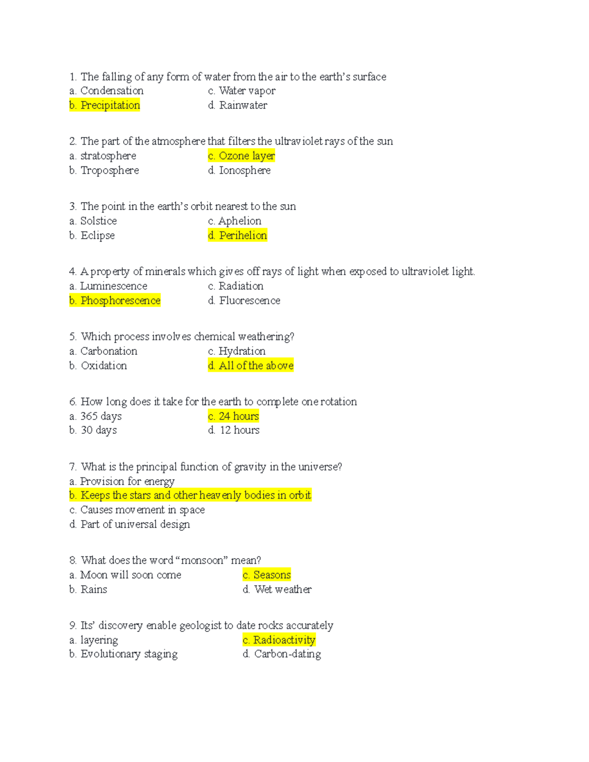 Chem- Notes 7 - The Falling Of Any Form Of Water From The Air To The 