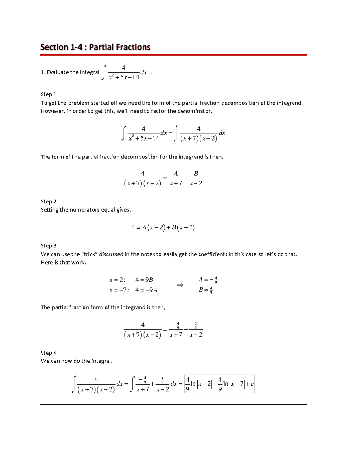 Partial Fractions Solutions - Warning: Tt: Undefined Function: 32 