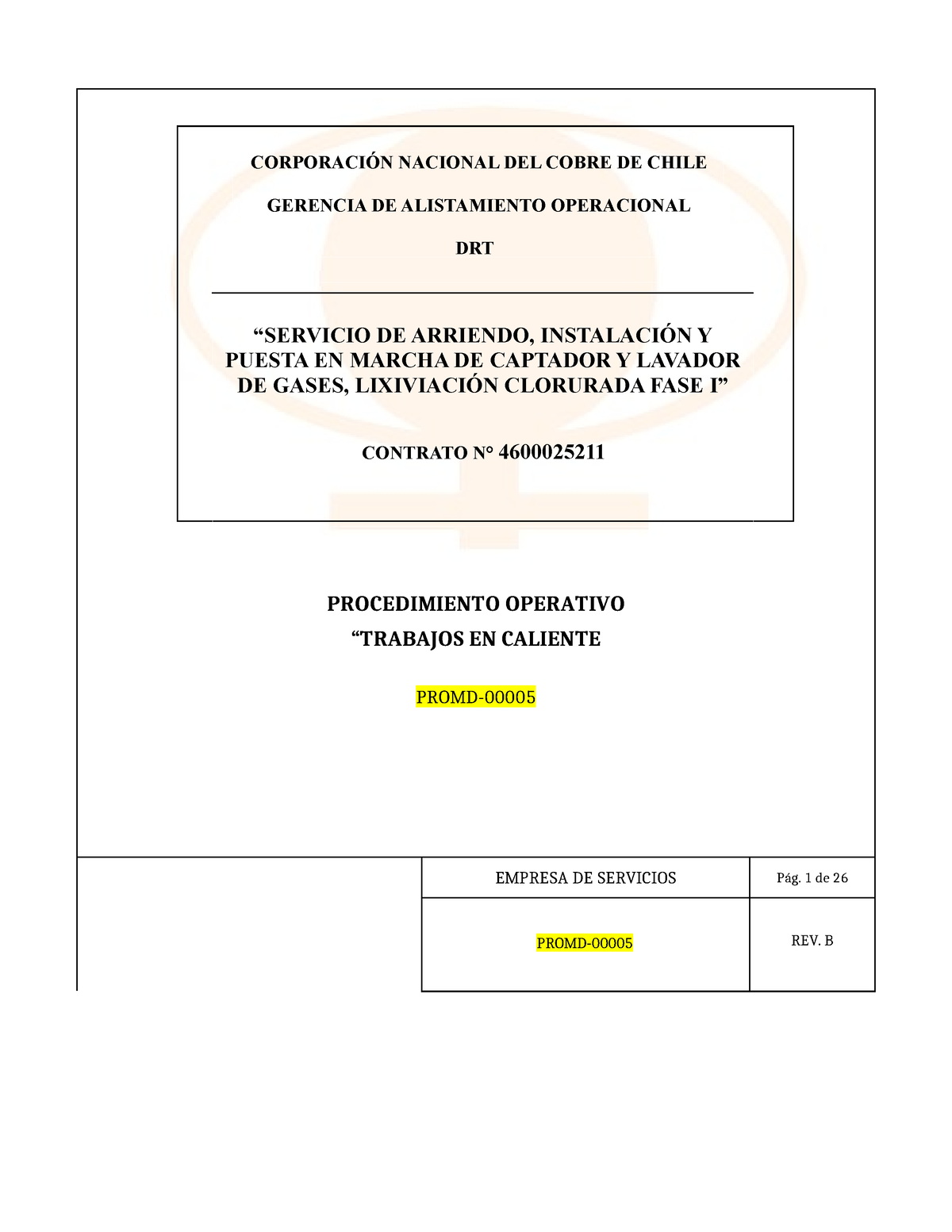 Procedimiento De Trabajo En Caliente - PROCEDIMIENTO OPERATIVO ...