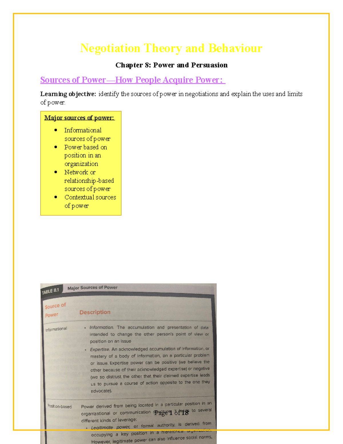 Negotiation Ch 8 Note - Negotiation Theory And Behaviour Chapter 8 ...