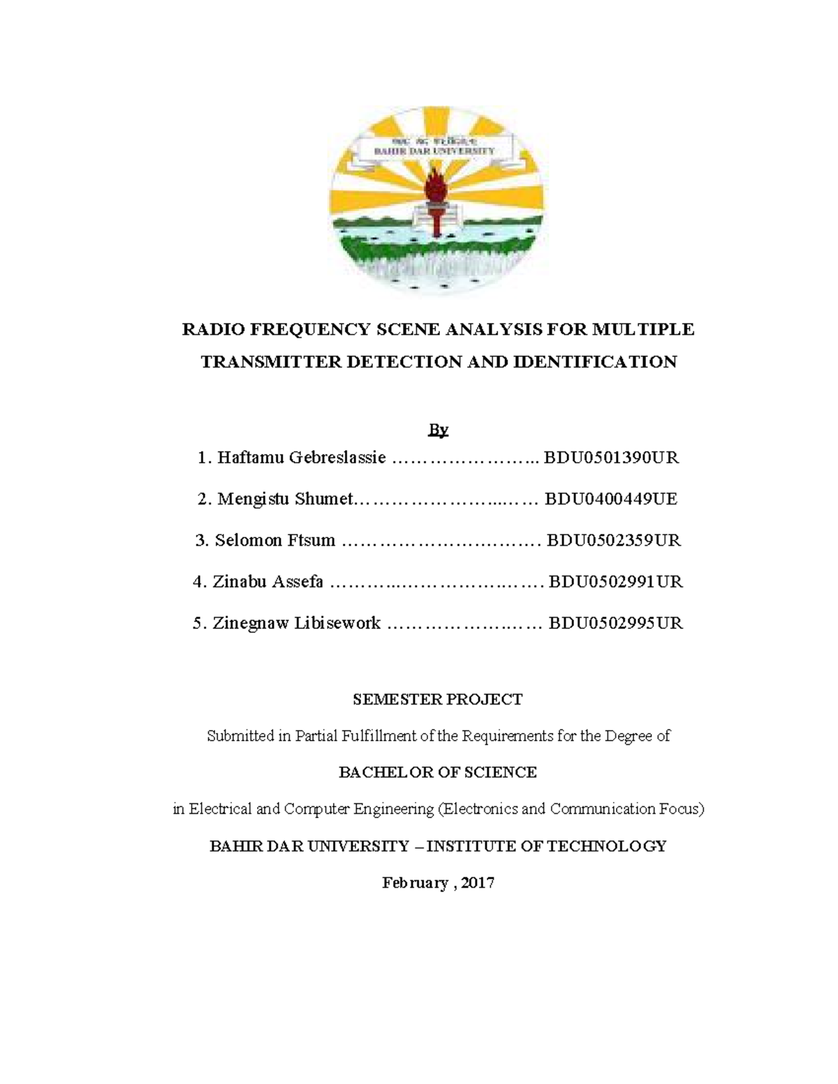 Comm8 this is a basic document. RADIO FREQUENCY SCENE ANALYSIS FOR