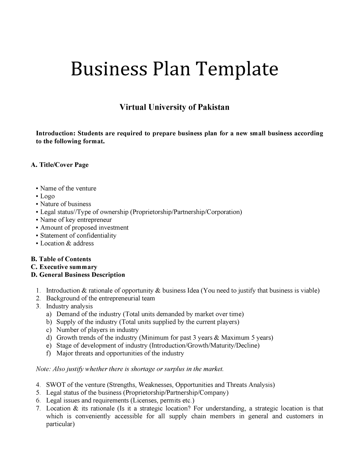 business plan in pakistan pdf